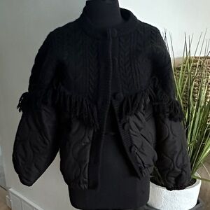 EUC Black Women's Statement Jacket with Fringe Detail and Big Buttons - Size S